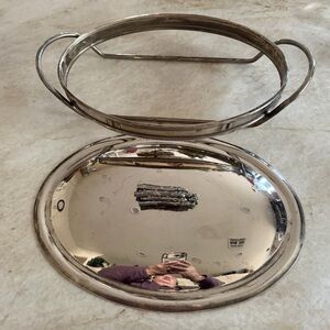 Vintage silver plated serving platter with lid